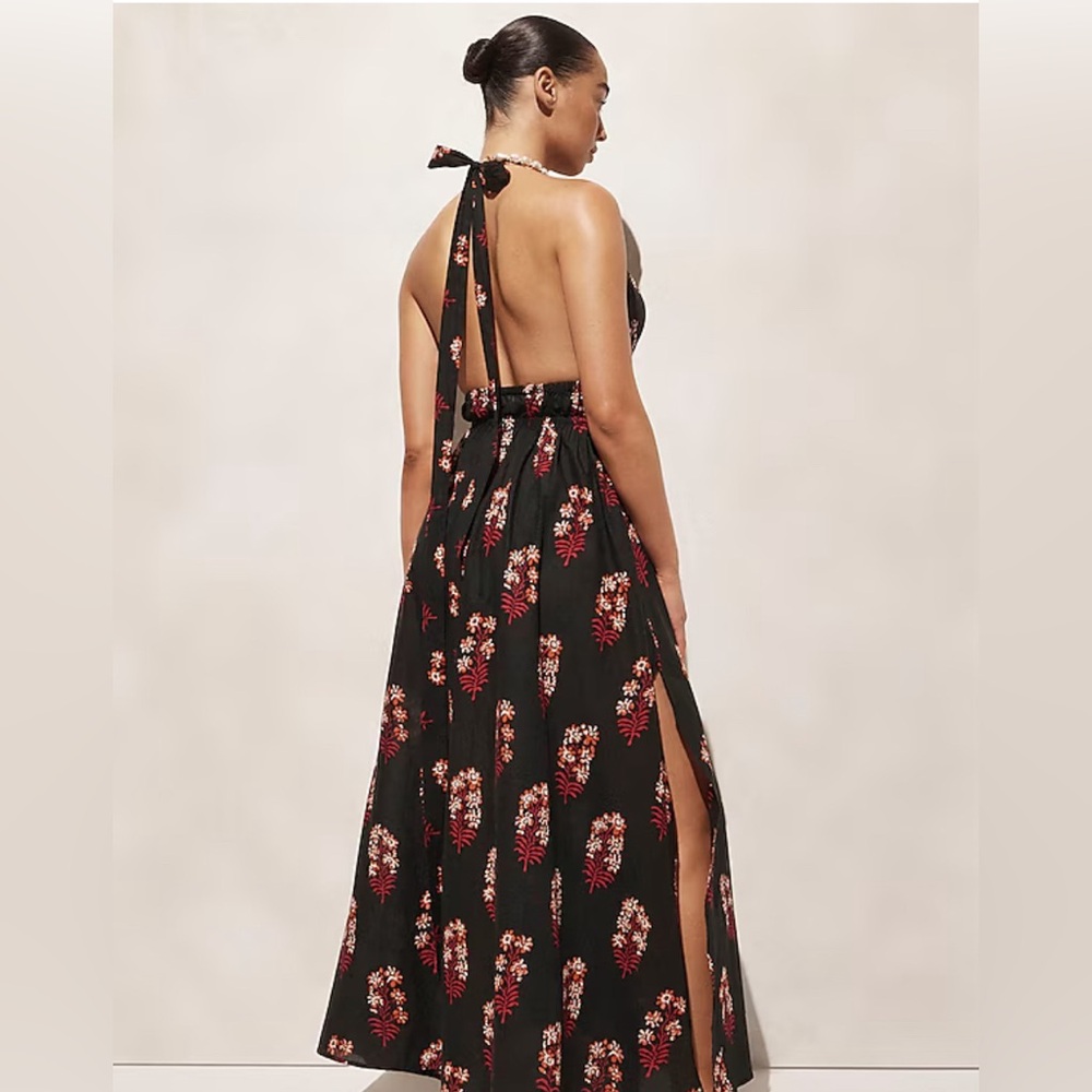 NWT JCrew Halter maxi dress in cocoa block print cotton voile - Picture 3 of 4